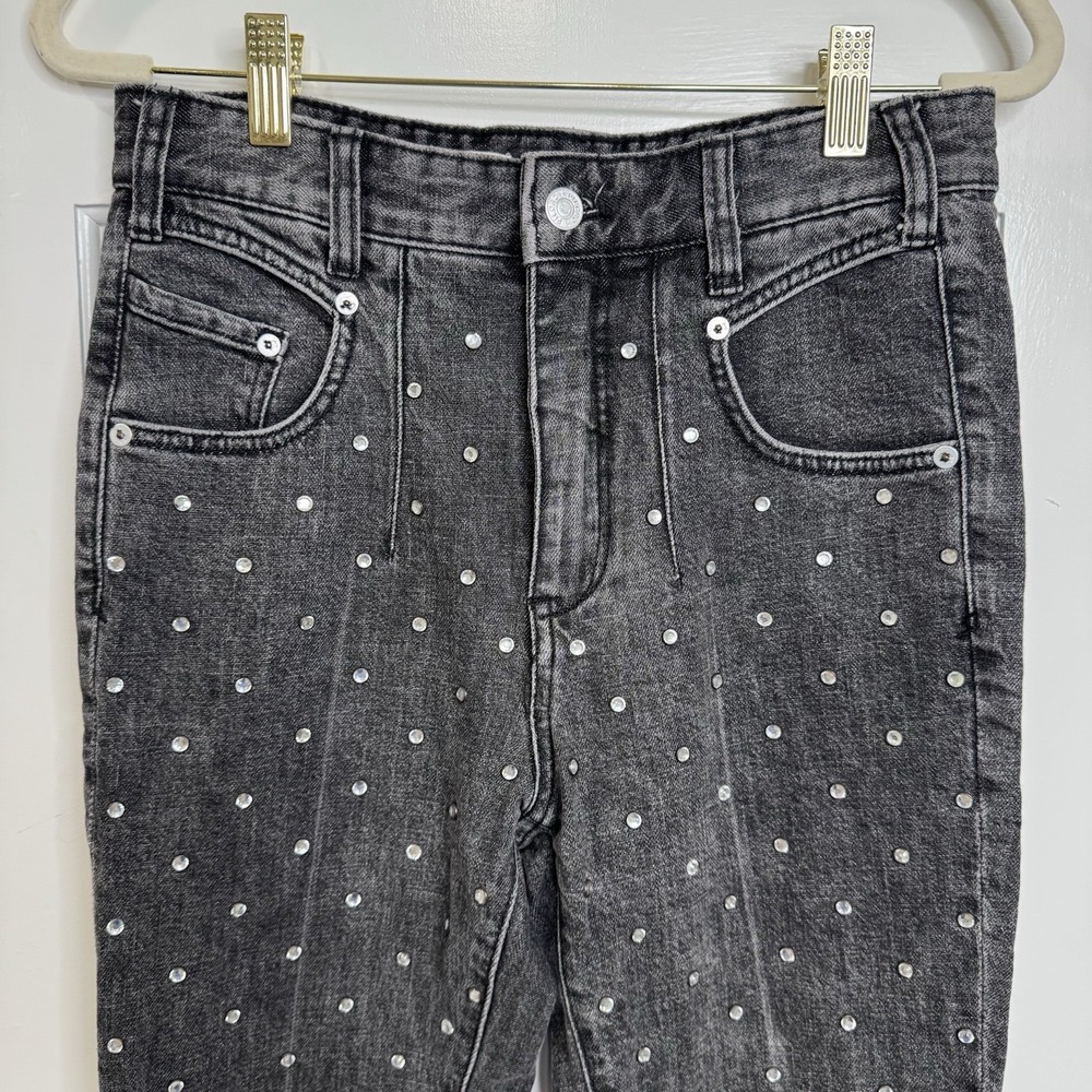 Anthropologie Pilcro High Rise Slim Jeans Womens 25 Black Studded Denim - Picture 8 of 12